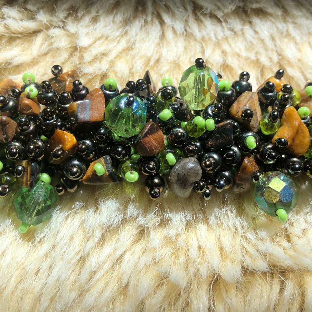 Beaded MAGNETIC Closure Bracelet Greens & Browns
